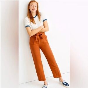 Madewell Linen-Blend Paperbag Pants in Burnt Orange size 4